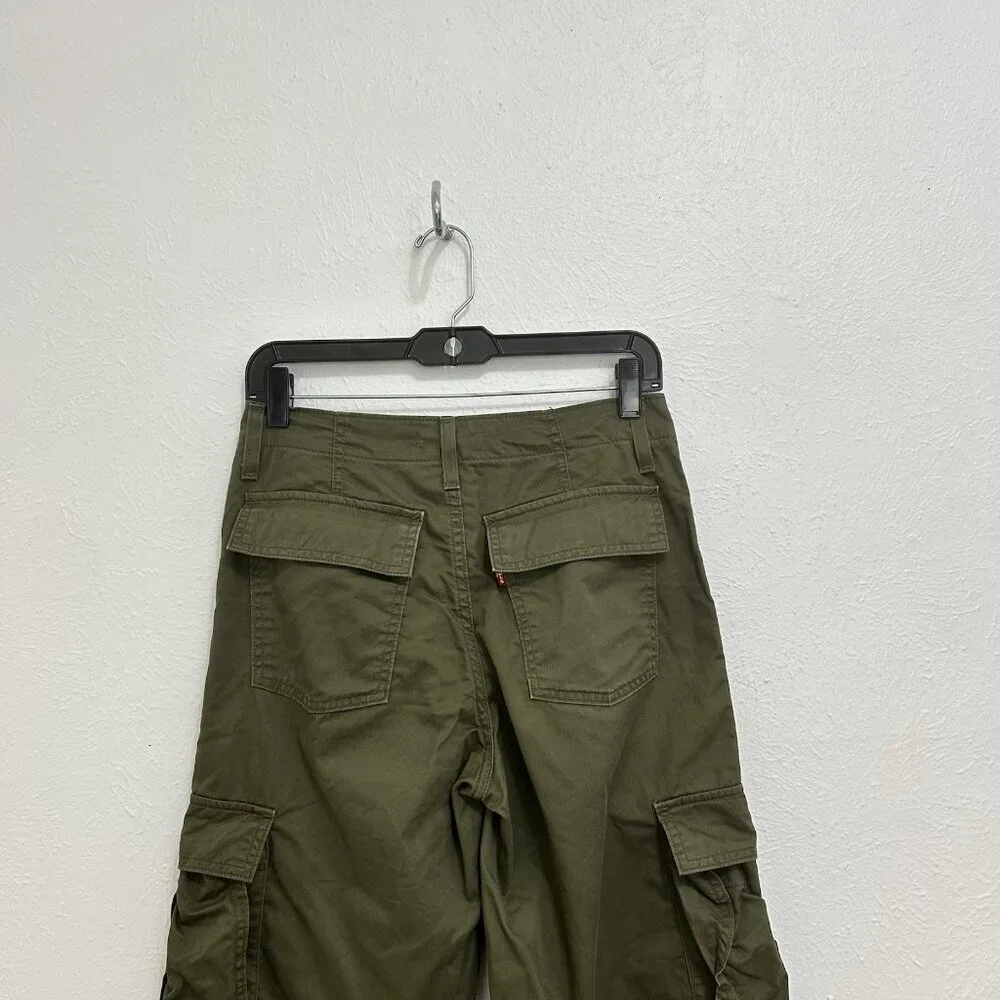 Levis Pants Sz 25 Green '94 Baggy Utility Cargo Drawstring Leg Streetwear Skater - Picture 13 of 14